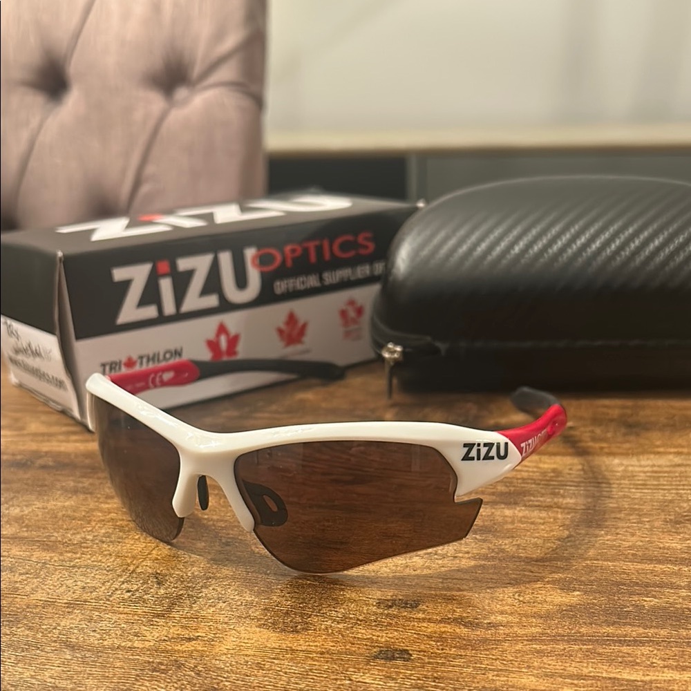 Zizu Optics Triathlon Sunglasses - White and Red (Supplier for team Canada)